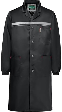 Yukirtiq Herr verkstad rock Hi Viz fabrik lång lager rock garage arbetskläder dammrock polycotton labbrock reflekterande arbete ytterrock, Svart, XL
