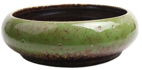 YIXANNX Große, runde, saftige Pflanzschale, kreativ für den Innen und Außenbereich, pflegeleichter Vintage Bonsai Topf aus Keramik mit Glasur, Grün