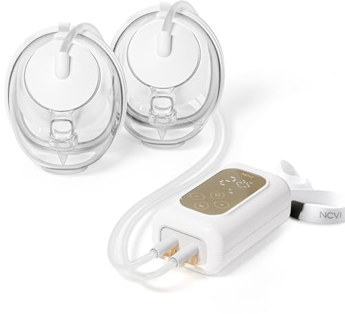 NCVI Hands Free Breast Pump, Electric Wearable Breastfeeding Pump with 4 Modes 9 Levels, Hospital Grade Pump with Milk Cup, Portable & Lightweight, 21/24mm Flanges