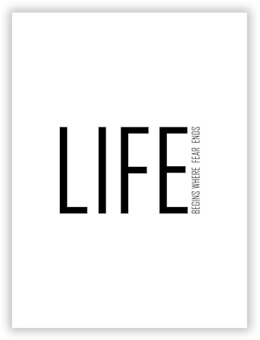 Druck-Palast Life Begins Where Fear Ends Poster - 30x40cm - Kunstdruck - Wohnzimmer Schlafzimmer - Minimalistisch Modern Inspirierend - Hochwertiger semimatter Druck