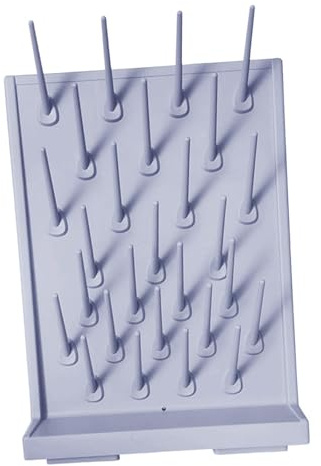 AFXGUSD Escurridor de Tubos de Ensayo de 27 Clavijas para Botellas de Vidrio de Laboratorio de 4,7 X 15,7 X 21,6 Pulgadas, Gris claro