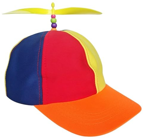 AWAVM Propellerhut, lustiger Helikopter-Hut, Fischerhut, bunt, Patchwork, Regenbogen-Propellerkappe, Sommer-Sonnenschutz, Sonne, bunter Hubschrauberhut für Kostümpartys, Geschenke