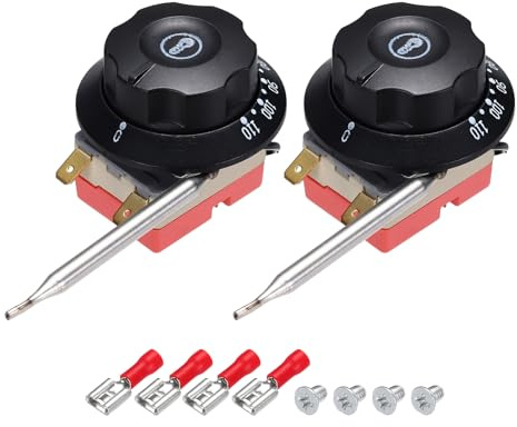 QUARKZMAN 2Stk Temperaturregler 250V 16A 30-110°C Kapillar Thermostat Temperaturschalter Für Backöfen Fritteusen Kühlschränke Heizgeräte