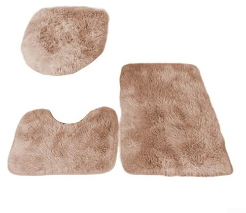 Set di 3 tappetini da bagno con microfibra e fondo antiscivolo, per vasca da bagno, doccia e WC, colore: marrone