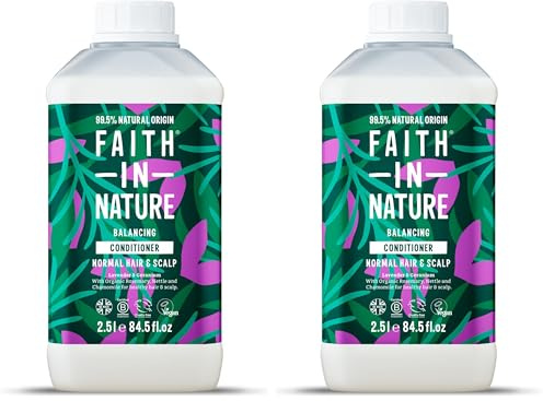 Faith In Nature Natural Lavender & Geranium Conditioner, Balancing for Normal Hair & Scalp, Vegan & Cruelty Free, No SLS, Silicones or Parabens, 2.5L Refill (Pack of 2)