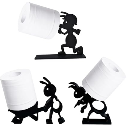 Galenecx 3 Stück Klopapier Aufbewahrung, Funny Ant Toilettenpapierhalter | Freistehend 3D-Druck Figuren, Stabiler Klopapierhalter für Gästehaus, Für Schlafzimmer, Hotel, Arbeitsplatte (Schwarz)