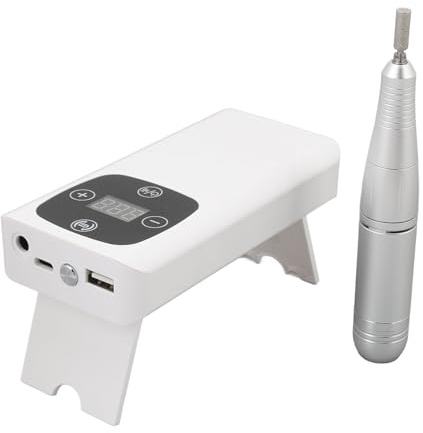 Pongnas 2 in 1 Electric Nail Drill Machine Nail Grinder Polisher 45000rpm Rechargeable with 9PCS Lamp Beads for Manicure Care Polish Removal