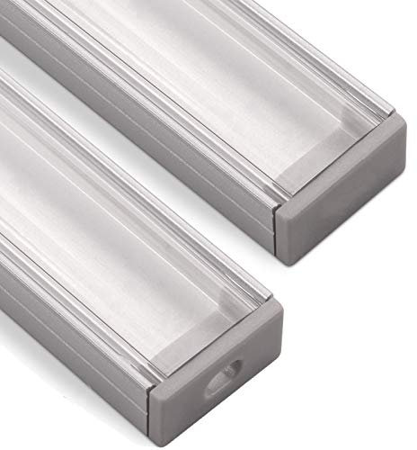 SOTECH LED Aluminium Profil-PH1 (2000 x 18 x 8,5 mm) für breite LED Stripes bis 16 mm (z.B. für Philips Hue LightStrip) Aufbauprofil mit klarer Abdeckung und Endkappenset