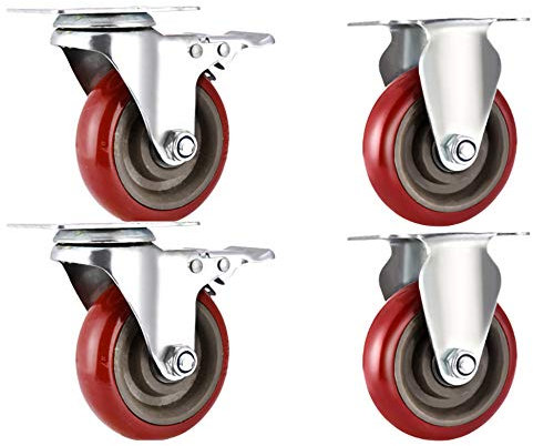 LRBBHJL Lenkrollen Möbelrollen,4-Zoll-Polyurethan-Schwenk Lenkrollen,Universalrollen Mit Bremse,Laufkatze Silent Wheel Industrial Pulley/B / 4in