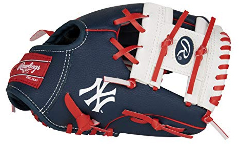Rawlings | MLB Players Glove Series | T-Ball & Youth Baseball Gloves | New York Yankees | NAVY | 10'