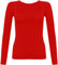 New Ladies Long Sleeve Round Neck Plain Basic Women's Stretch T-Shirt (Red, 8)