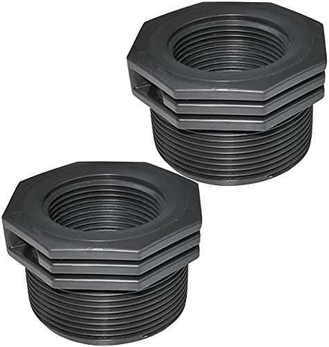 Aerzetix - C51857 - Set di 2 riduttori in plastica Maschio/Femmina 2''x1 1/2'' con Fermo Interno per avvitamento - nipplo Ridotto Maschio/Femmina per avvitare 6 Bar
