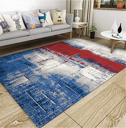 Blue Flokati Teppich Waschbar Abstrakte Bunte Tintenkunst Kreative geflieste Salon Schlafzimmer Dekoration Großer Teppich günstig Teppich Teppich kurzflor Schalldicht180x280CM