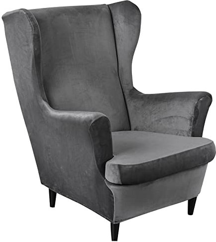 Mingfuxin Ohrensessel Überzug, 2-Teiliges Set Stretch Ohrensessel Kissen Sofa Schonbezüge, Samt Sessel-Überwürfe Flügel zurück Sesselbezüge Möbelschutz für Wohnzimmer Schlafzimmer Hotel