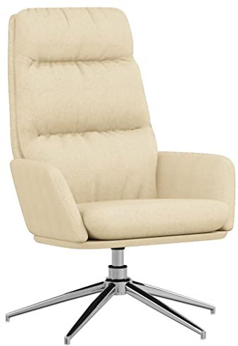 vidaXL Relaxsessel, Sessel Fernsehsessel Drehbar, Stuhl Relaxstuhl mit Armlehne, Polstersessel Polsterstuhl mit Metallrahmen, Creme Stoff