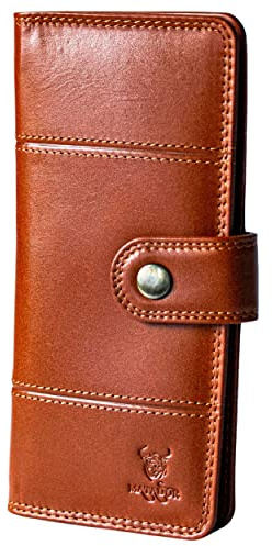 MATADOR Echt Leder Universal Handytasche mit Kartenfächer Handyhülle Holster für Smartphone Braun