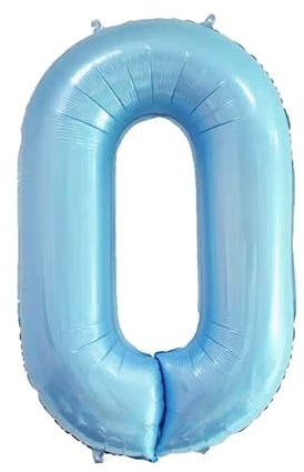 Vthoviwa 40 Zoll/18 Farbens Luftballon Zahlen 0 Perlblau, Luftballon 0. Geburtstag Foil Ballon, 0123456789,10-19,20-25,30,40,50,60,70,80,90, Folienballon 0 Party Dekoration Helium Unterstützen