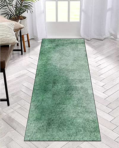 Läufer Teppich Lang Flur rutschfest Waschbar 100X300CM Küche Korridor TeppichLäufer für Flur Dunkle Grün Schlafzimmer Wohnzimmer Polyester Teppichmatte Dauerhaft, Anpassbar Küchenteppich Meterware