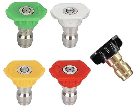 Ugelli a Spruzzo Punte Ugello a Pressione,Set Ugelli Spruzzatori Idropulitrice Punte,Spruzzo Rapido Della Rondella Ugello ad Alta Pressione,Ugelli a Connessione Rapida da 1/4 Sono,5 pezzi