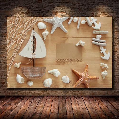 Impression sur Toile intissee 1 Parties Tableau Tableaux Decoration Murale Photo Image Artistique Photographie,tableau 1 parties vue sur la mer cadre,tableau xxl coquille d'étoile de mer 40x60cm