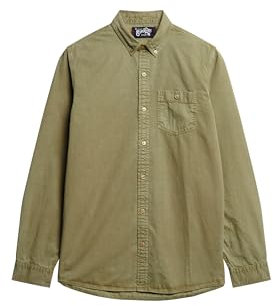 Superdry Chemise à Manches Longues R2-L/S Shirt (M), Vert Kaki Clair, M Homme