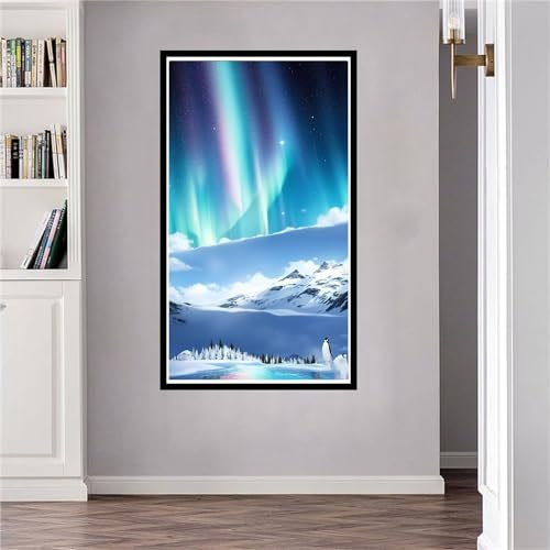 Aurora Borealis Diamond Painting, Groß Diament Painting Bilder 35x65cm Diamond Art Bastelset Erwachsene DIY Diamant Painting Kinder Stickerei Kreuzstich Set Home Wand Dekor Geschenk für Frauen F-41