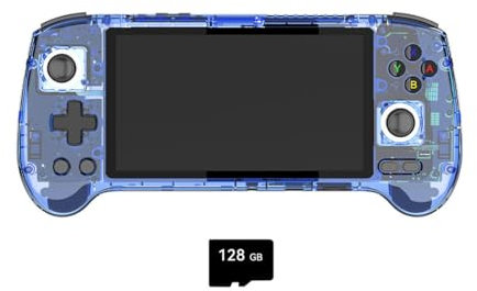 Kisss RG556 Console di gioco portatile retrò Android da 5,48 pollici, console di gioco retrò portatile, (4+128 G) + lettore video retrò da 128 G/blu per adulti bambini ragazzi