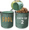losolese Large Garden Waste Bags with lid and zipper, 500 Litre Waterproof Heavy Duty Garden Leaf Waste Sacks with Handles,Foldable and Reusable,Green, 2 PACK