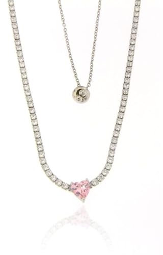 idillio Every jewel is a lovestory Collana Tennis Choker Madeleine Cuore Rosa - Collana Donna Argento 925