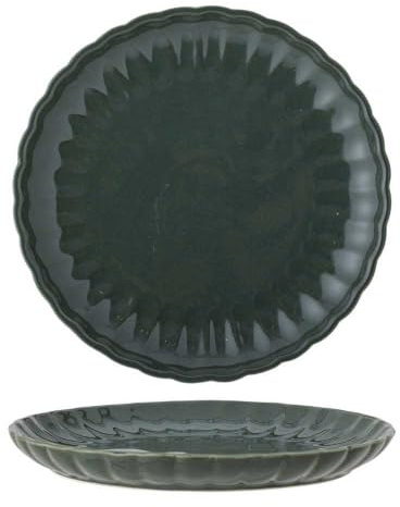 Bloomingville Latina Teller D20xH2cm – Steingut Speiseteller – Hochwertiger Keramikteller für den täglichen Gebrauch & besondere Anlässe – Spülmaschinen- & Mikrowellengeeignet (Dunkelgrün)