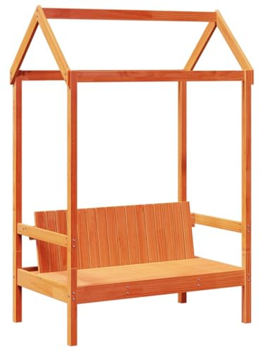 vidaXL Bank mit Dach Wachsbraun 117,5x70x176,5 cm Massivholz Kiefer