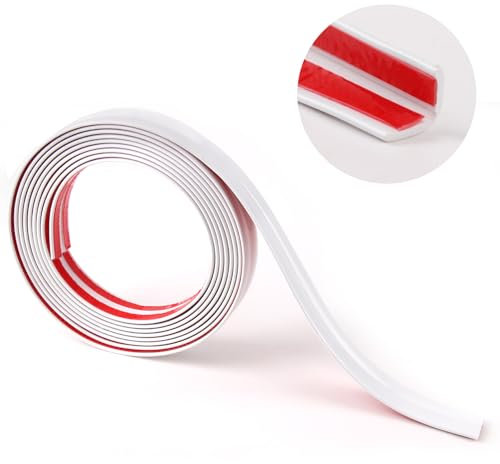 3Meters/10FT Peel and Stick Tile Trim Wall Trim, Flexible Moulding Trim Plastic Edging Trim Self Adhesive Caulk Strip for Cabinet Countertop Ceiling Floor Board Ceilings Windows Tile Edge (White)