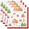 Arquiel Servietten Weihnachten Lebkuchen 6er-Set, Stoffservietten 100% Baumwolle Rot Weiches Hochwertige Wiederverwendbare Esstisch Servietten für Weihnachten Küche Haushalt Party(45×45cm)