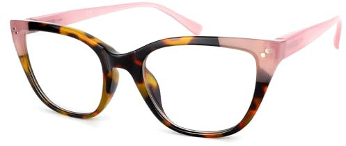 NEW VISION Occhiali da Lettura Donna Montatura Bicolore Cat Eye Occhiali con Cerniera a Molla - NV5223 (Rosa, 2, x)