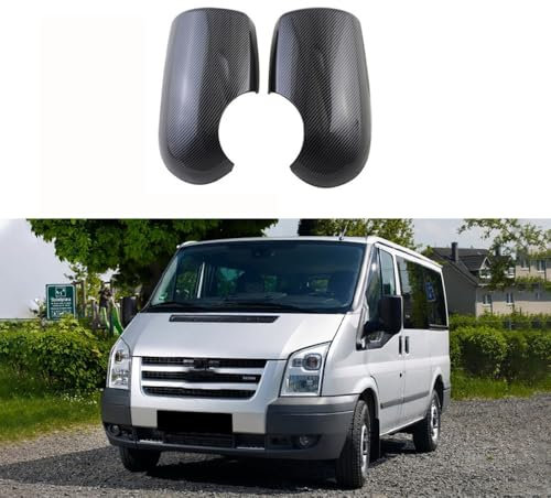 JSYDMA 1 Paar Auto Spiegelkappen Ersatz für Ford Tourneo 2000-2014, Auto Rückspiegel Abdeckung Flügel Seite Rückspiegel Kappe Zubehör, B-Carbon Fiber Pattern