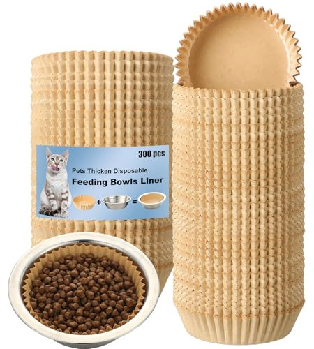 Hushee Lot de 300 gamelles jetables pour animaux de compagnie - Gamelles en vrac - Doublure en papier pour petits chiens et chats - Station d'alimentation humide - 10,2 x 3,1 cm (marron kaki)