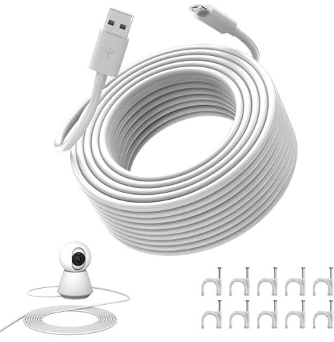 AIAUXAI Extra langes Strom-Verlängerungskabel für EZVIZ C6/C1c/C1HC/C2c, Überwachungskameras, Micro-USB-Kabel für Xiaomi Kamera 2K/Pro, IMOU TB3/TA3/A2X (Weiß)