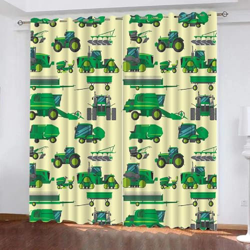 XPINGO 3D Traktor Gardinen ösenschal 2er Set B 120 X H 140 cm Traktor Vorhang Blickdicht Kälteschutz Schallschutz Verdunkelung Wärmeisolierende Vorhänge für Wohnzimmer Schlafzimmer（Stil 7-4）