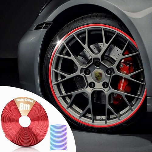 Auto Rad Schutzring,Felgenschutz,Felgenschutzringe,Gummi Dekoration Streifen,Felgen Schutz,Auto Felgenschutz Dekorstreifen für Auto Felgen,Flexible Auto-Zierstreifen,Rad Dekoration(8 M,Silber