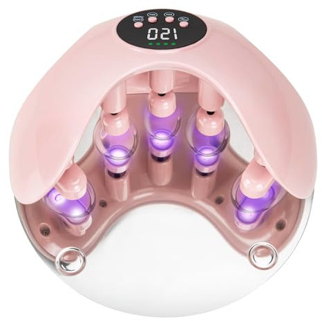 Rechargeable Nail Lamp for Gel Polish: Cordless 5 Single Fingers UV Nail Lamp to Protect Hand Skin, Professional UV LED Nail Light for Gel Nails, Suitable for Home & Nail Salon Use, Pink
