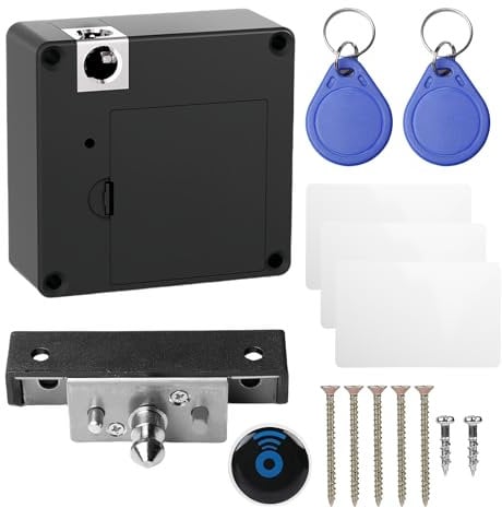 Cerradura inteligente para armarios: WIYETY Cerradura invisible, cerradura NFC, con 2 llaveros, 3 tarjetas RFID, cerradura inteligente oculta para cajones, armarios, armarios de almacenamiento,