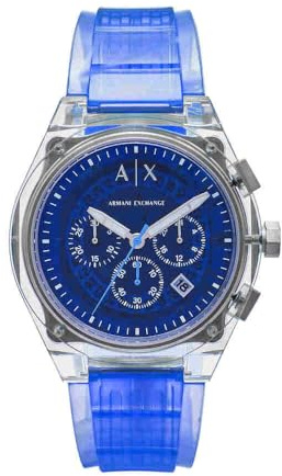 Armani Exchange Watch for Men Chronograph Movement and 46mm Case Size with Stainless Steel Leather or Silicone Strap