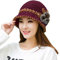 Panthers Cap Winter-Blumen-Frauen-Warmer Mode-Hut verzierte Ohren gestrickte Dame-Häkel-Baseballmützen weich (Hot Pink, One Size)
