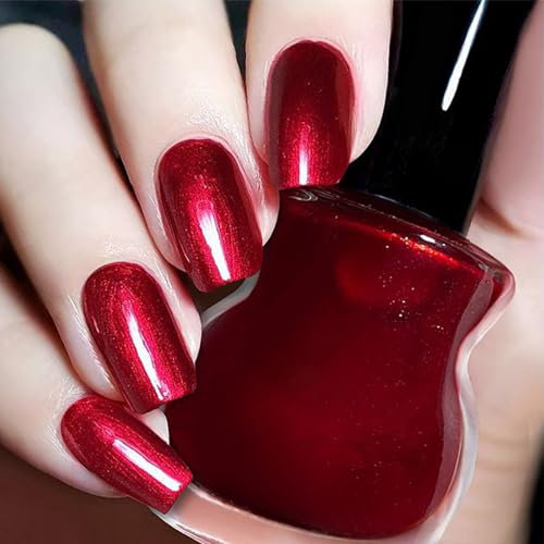 Red Nail Polish, Burgundy Dark Red Nail Varnish, Long Lasting No UV Needed Chip Resistant & Quick Drying Nail Polish for DIY Nail Art Manicure at Home Nail Varnish Pens (8#)