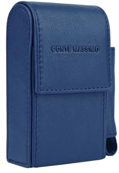 Conte Massimo Portasigarette in Vera Pelle, Con Porta Accendino, Per Uomo e Donna, Porta Pacchetto e Accendino