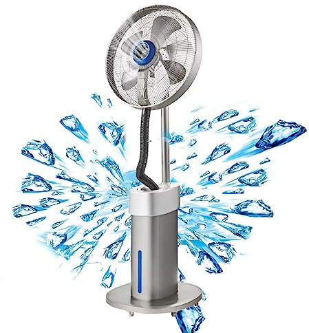 Ventilateur brumisateur d'extérieur, ventilateur brumisateur oscillant haute vitesse sur pied, ventilateurs de terrasse pour extérieur, oscillation à 120°, étanche, ventilateur industriel po