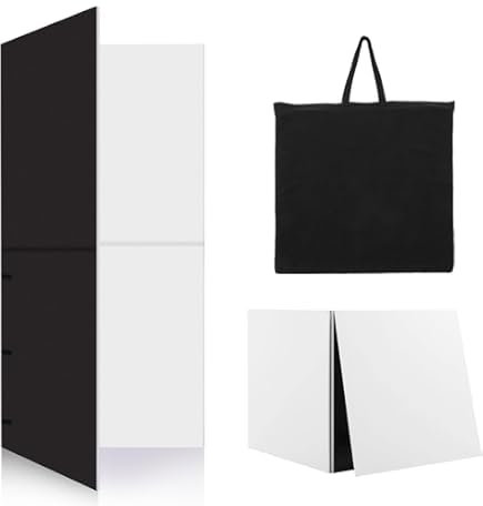 V-Fold Video Light Reflector Panel, 200 x 200cm Metre, Foldable Photography Lighting Board with Storage Bag, Black/White