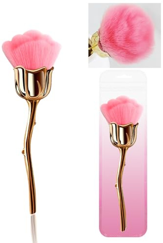 Nail Dust Brush, Shuflame Rose-Shaped Nail Dust Brush For Nail Art, Large Dusting Powder Brush Fluffy Duster Brush For Chrome Powder Cleaning Manicure Supplies Makeup Tools