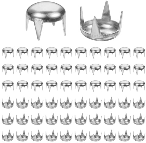 TIXIPEM Rivetti a Cupola Rotonda 100pz - 7mm Borchie Cupola Tondi Artiglio Metallico Testa Chiodo Borchie Spillo per Pelliccia Cappello Abbigliamento Cintura Accessori Bracciale Argento