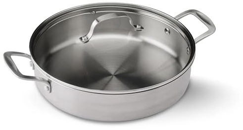 CASTEY - Cacerola con tapa de Malmö, 28 cm, Acero Inoxidable, Color Plateado, Tecnología Trimetal Induction, Distribuye de Forma Homogénea el Calor, Resistente y Duradera